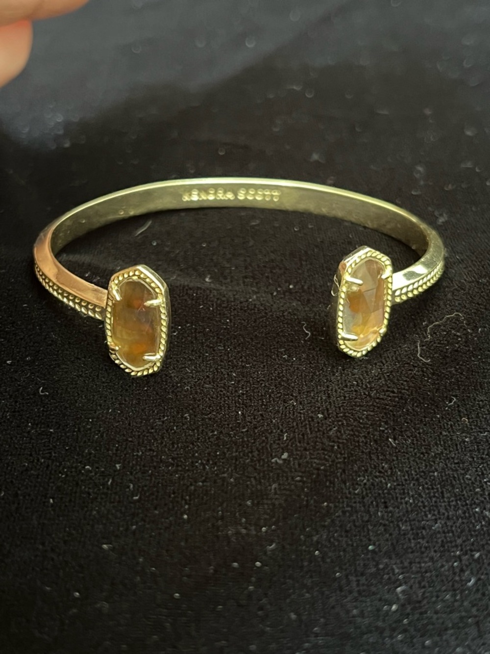 1693 Kendra Scott Elton Cuff Bracelet MOP and Amber colored Stones - Picture 3 of 6